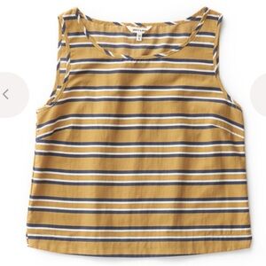 Bridge and burn mustard and blue striped linen top size large